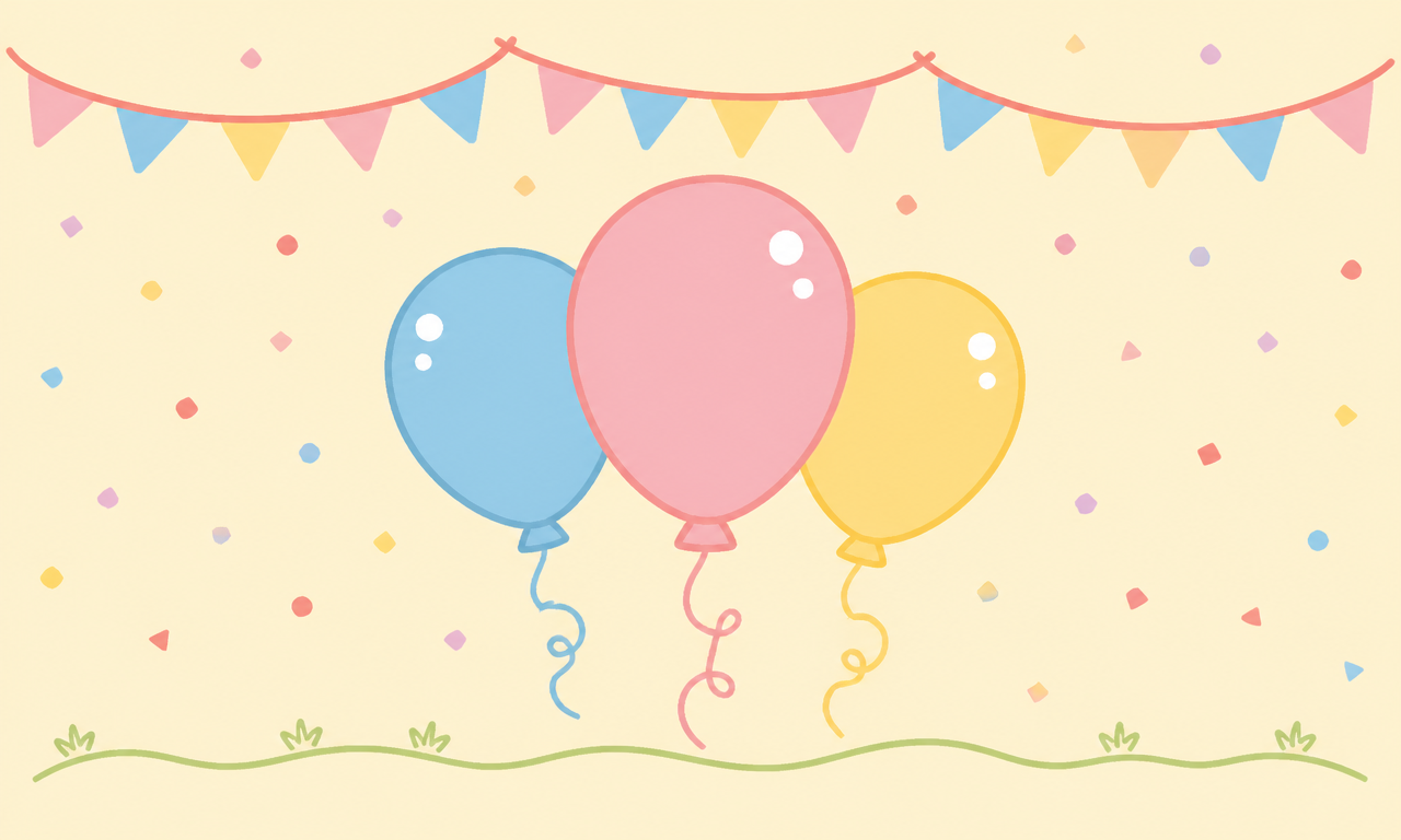 Budling first birthday scene with balloons
