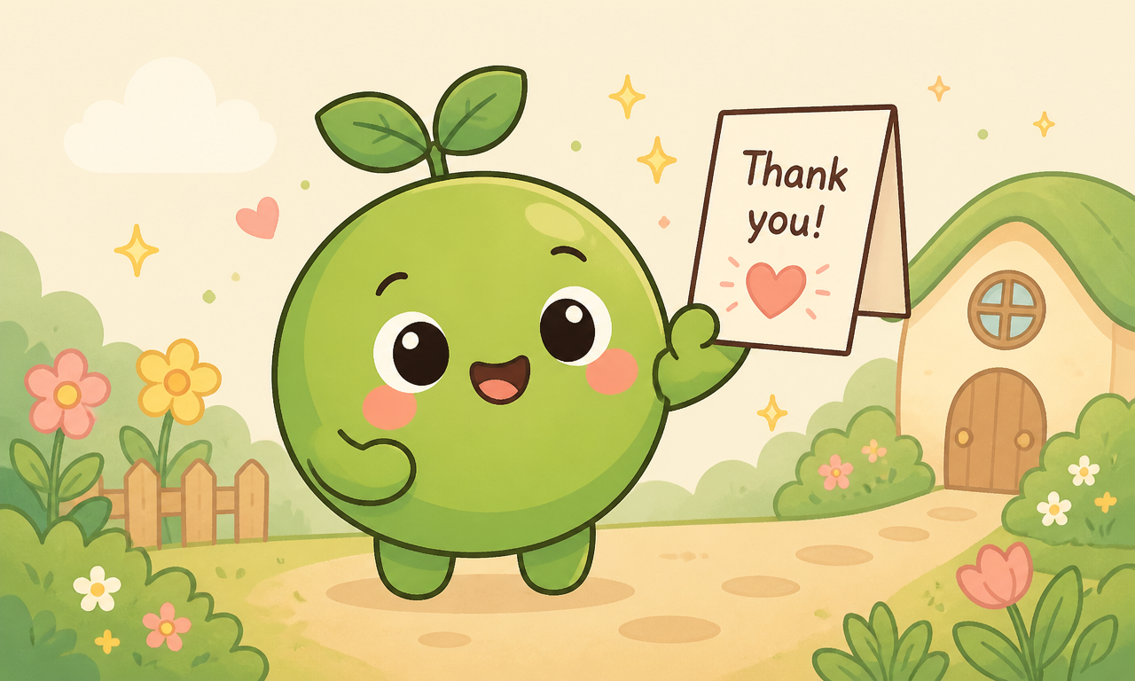 Budling mascot saying thank you