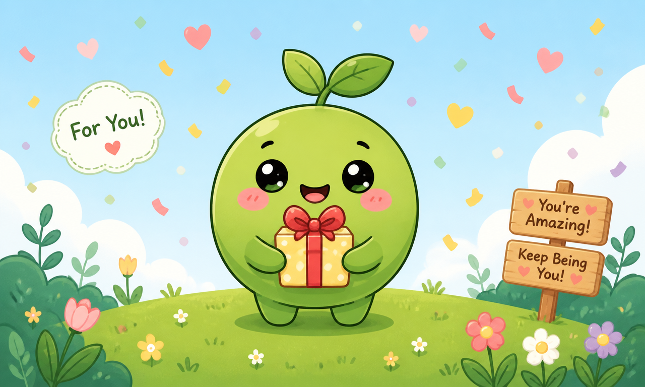 Budling mascot holding a wrapped gift