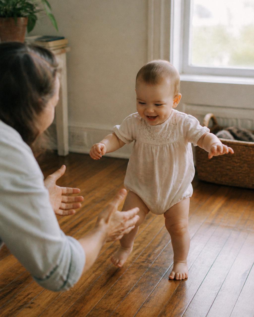 A child taking first steps