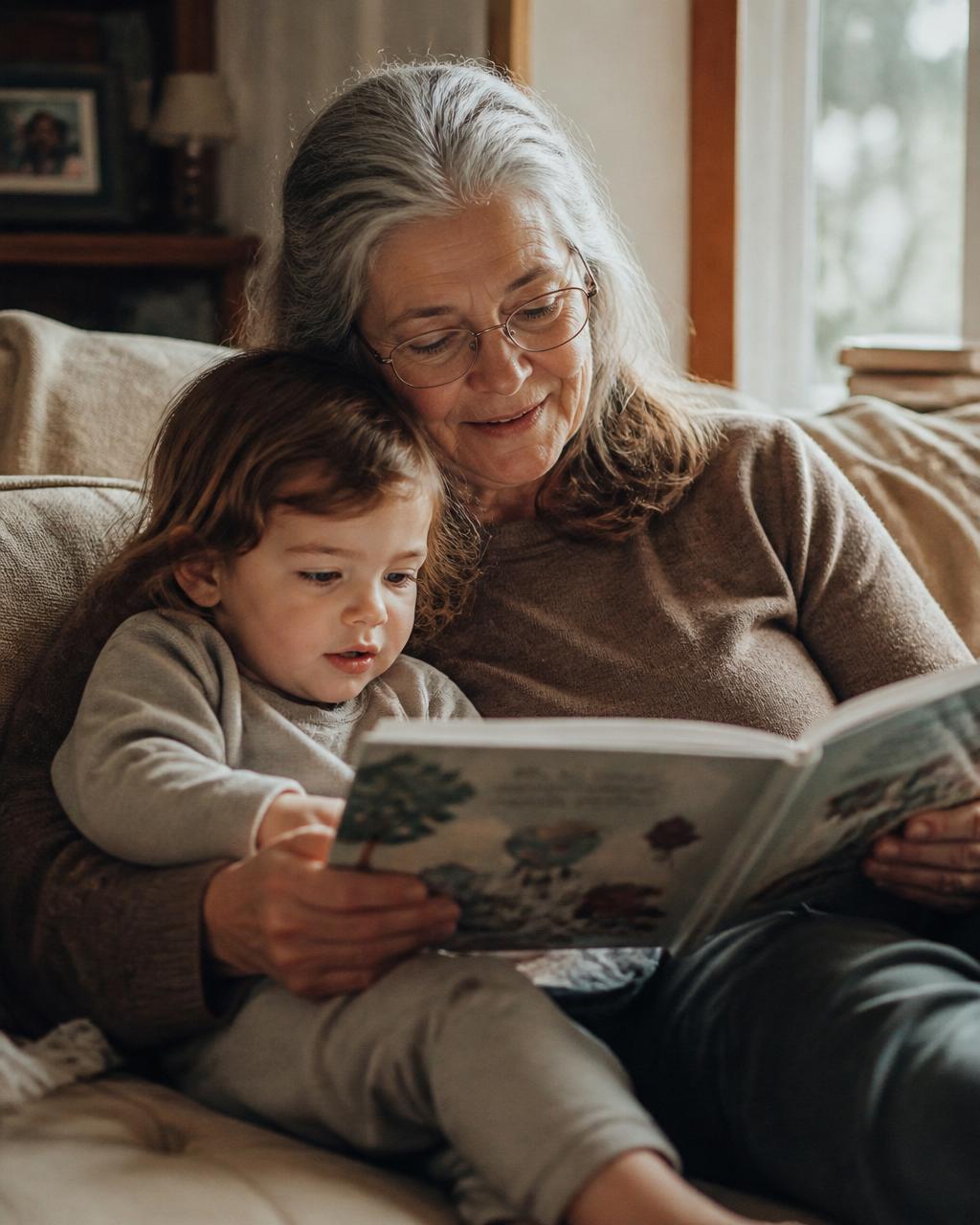 Grandparent reading with grandchild